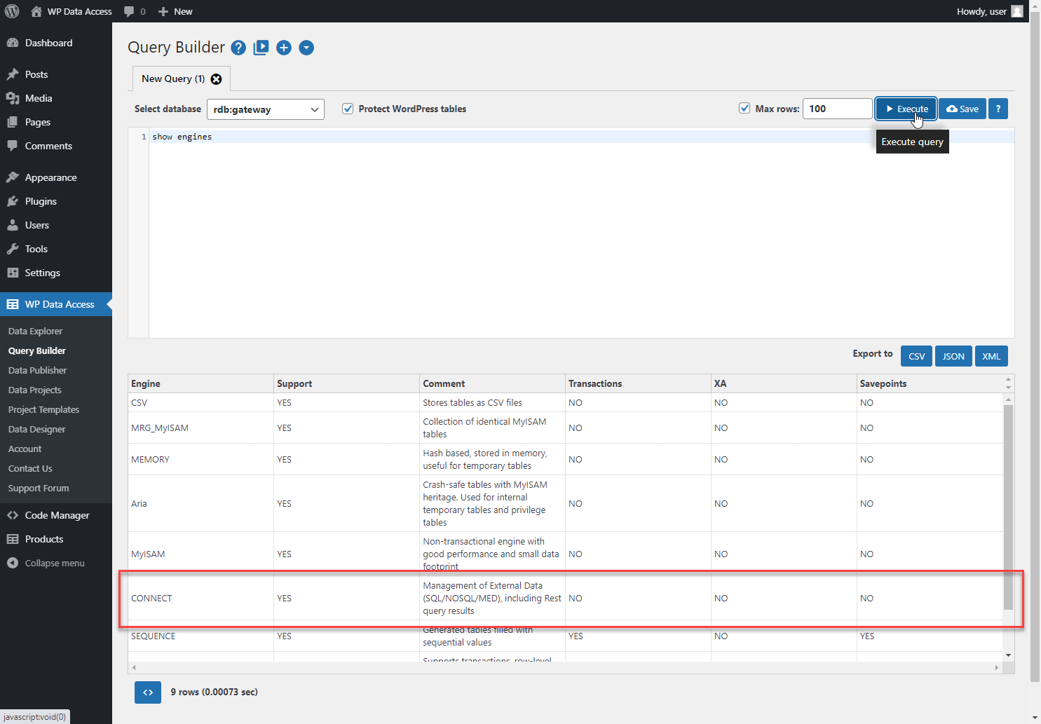 WP Data Access - MariaDB CONNECT Engine