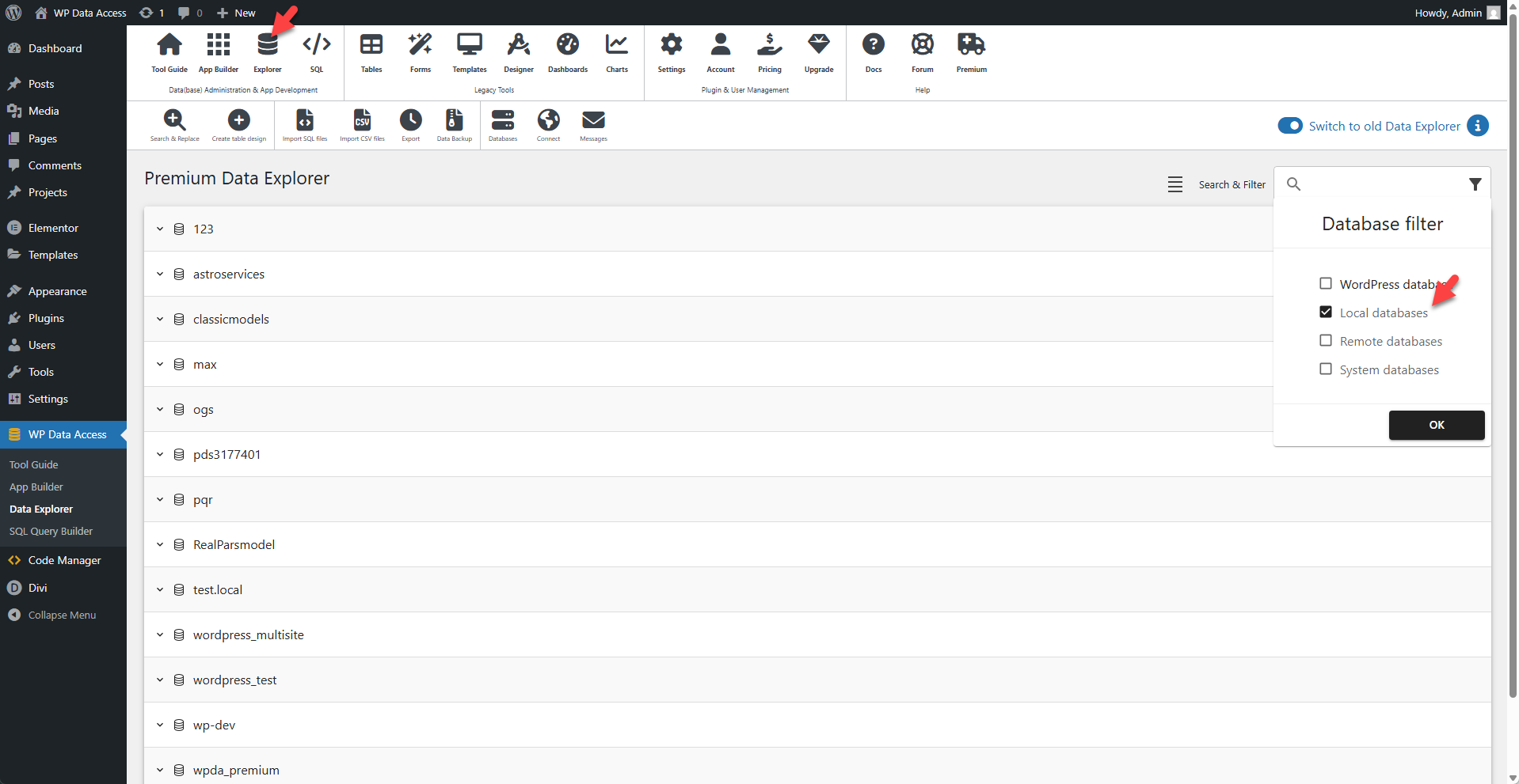 WP Data Access - Manage Databases