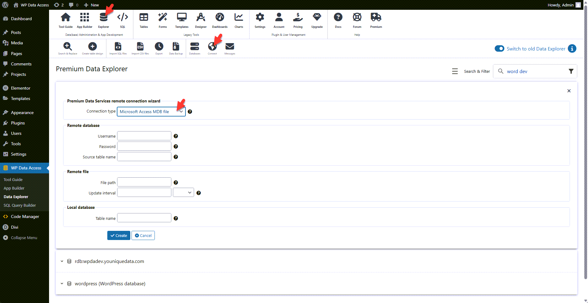 WP Data Access - Remote Connection Wizard - MS Access Files