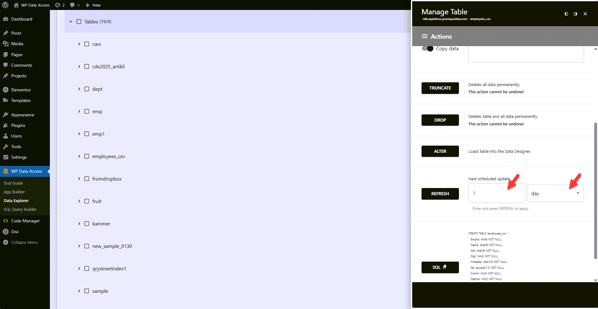 WP Data Access - Premium Data Services - Reschedule Synchronization