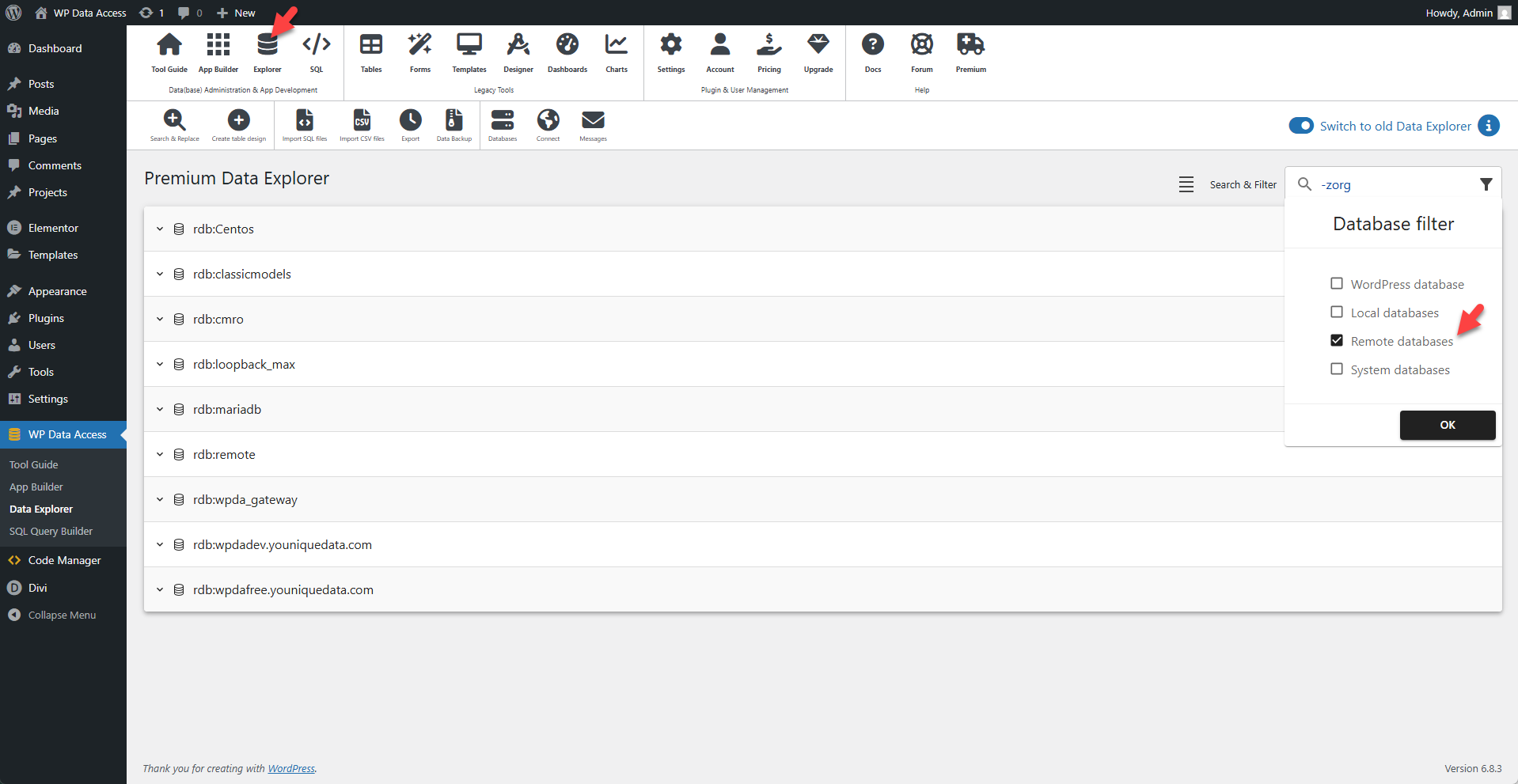 WP Data Access - Manage Databases